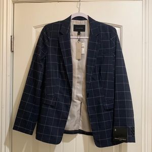 Banana Republic Women’s Logan Plaid Blue Suit, (blazer & slacks) Size 8 NWT